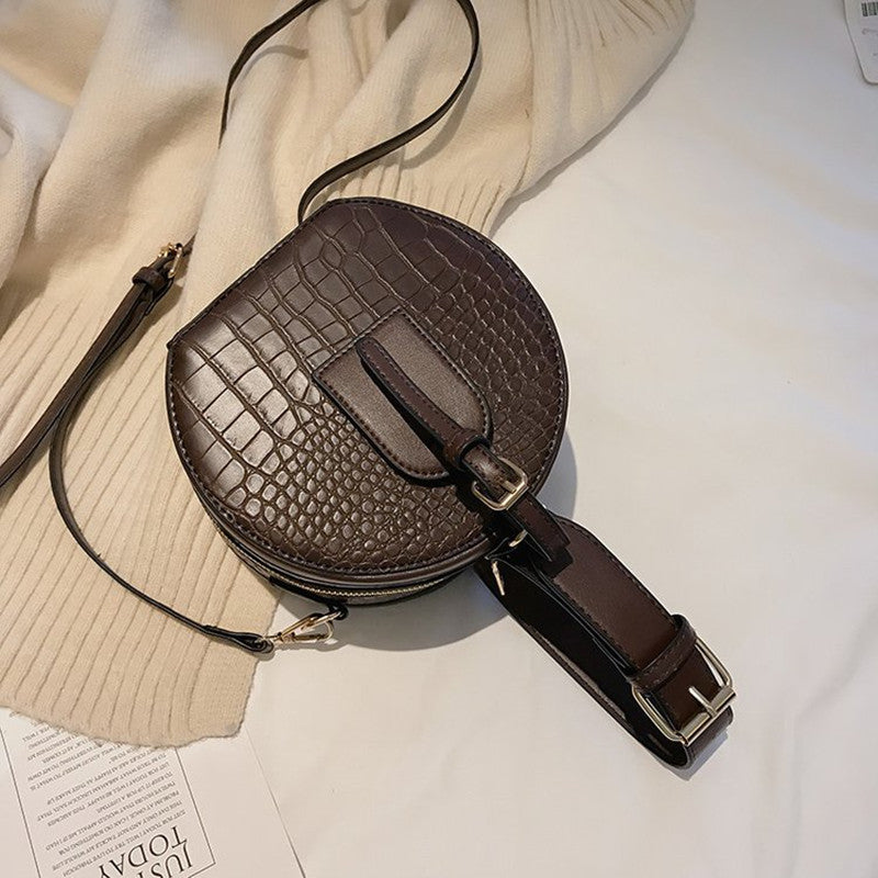 Casual Stone Pattern Crossbody Small Round Bag