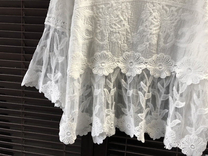 Summer Oversized Knitted Cardigan Cotton Lace Shirt Shawl