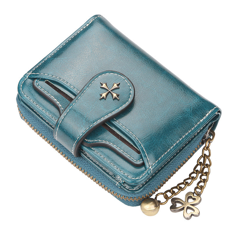 Ladies wallet tassel zipper buckle