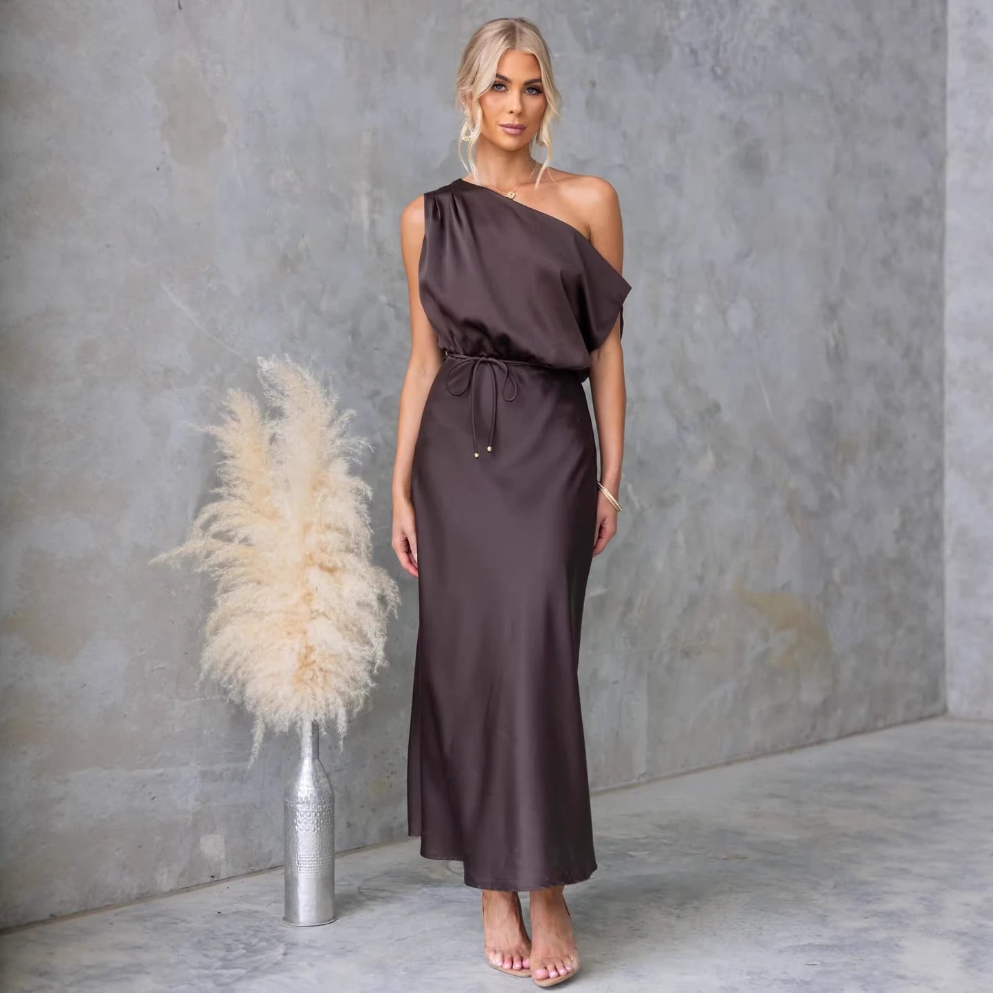 Off-Shoulder Sexy Solid Color Elegant Womens Dress