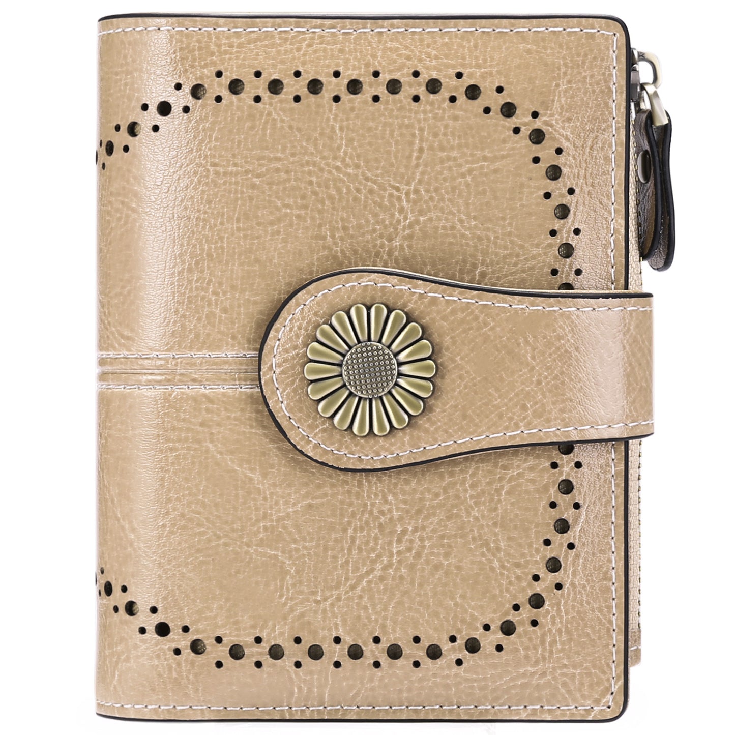 Wallet Women's Short Oil Wax Leather Zipper Card Holder