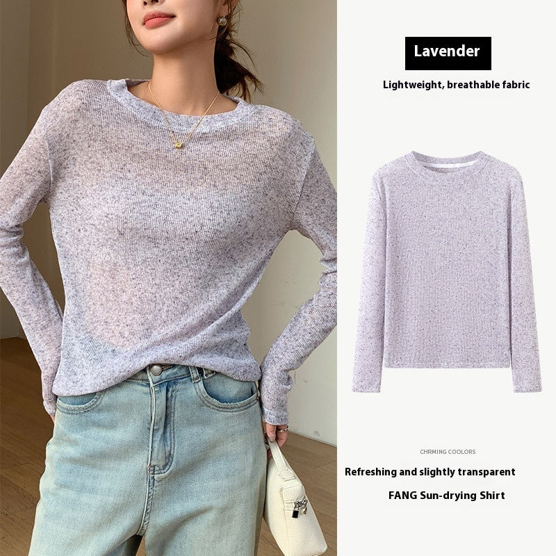 Soft Glutinous Sweater Hollow Sweater Round Neck Loose Top