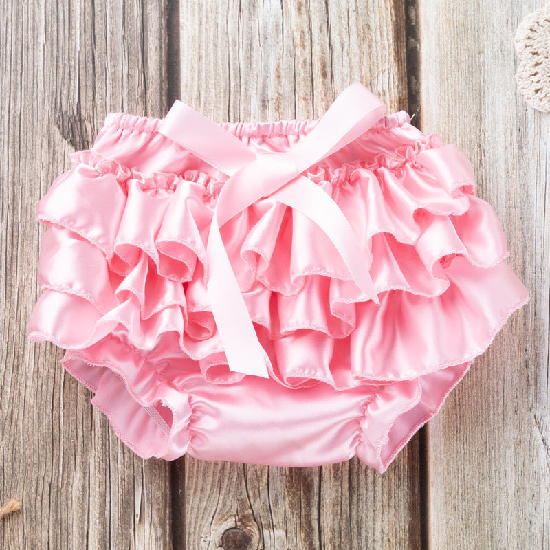 Girls bow-knot satin triangle shorts multicolor children's pants