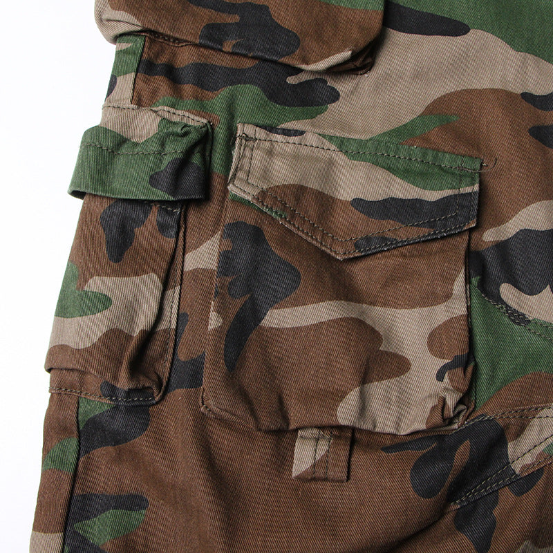 Women's Side Multi-pocket Decorative Design Camouflage Cool Handsome Loose Street Jeans