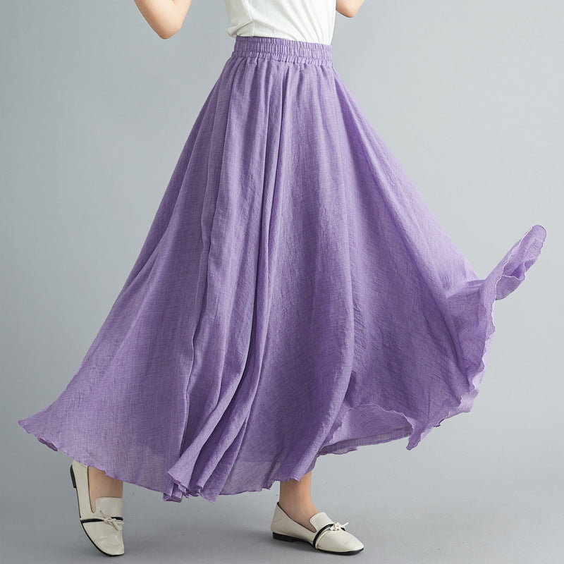 Lady Literature Plus Size Cotton And Linen Skirt