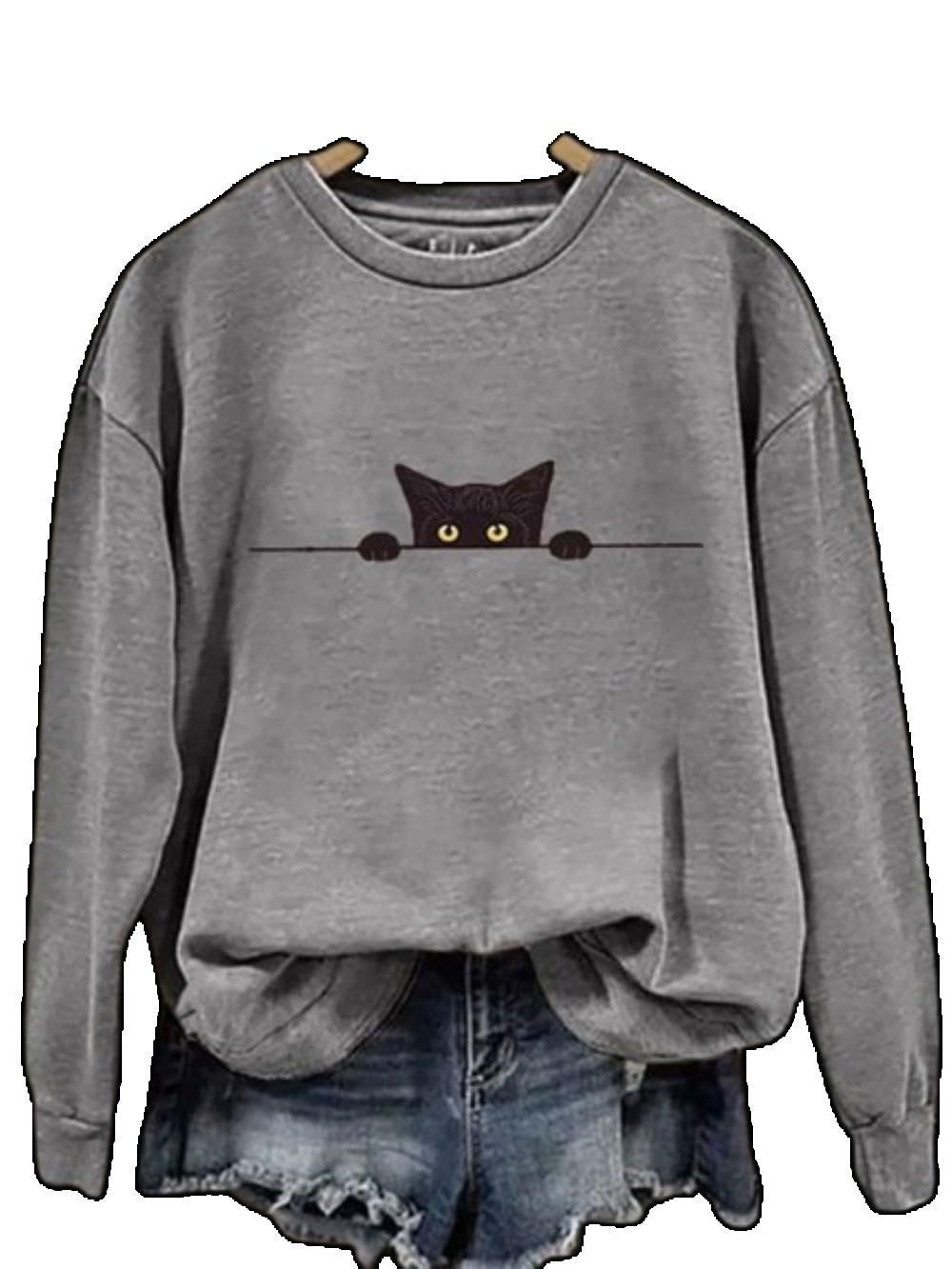 Womens Loose-fitting Long-sleeve Crew-neck Top With A Printed Design