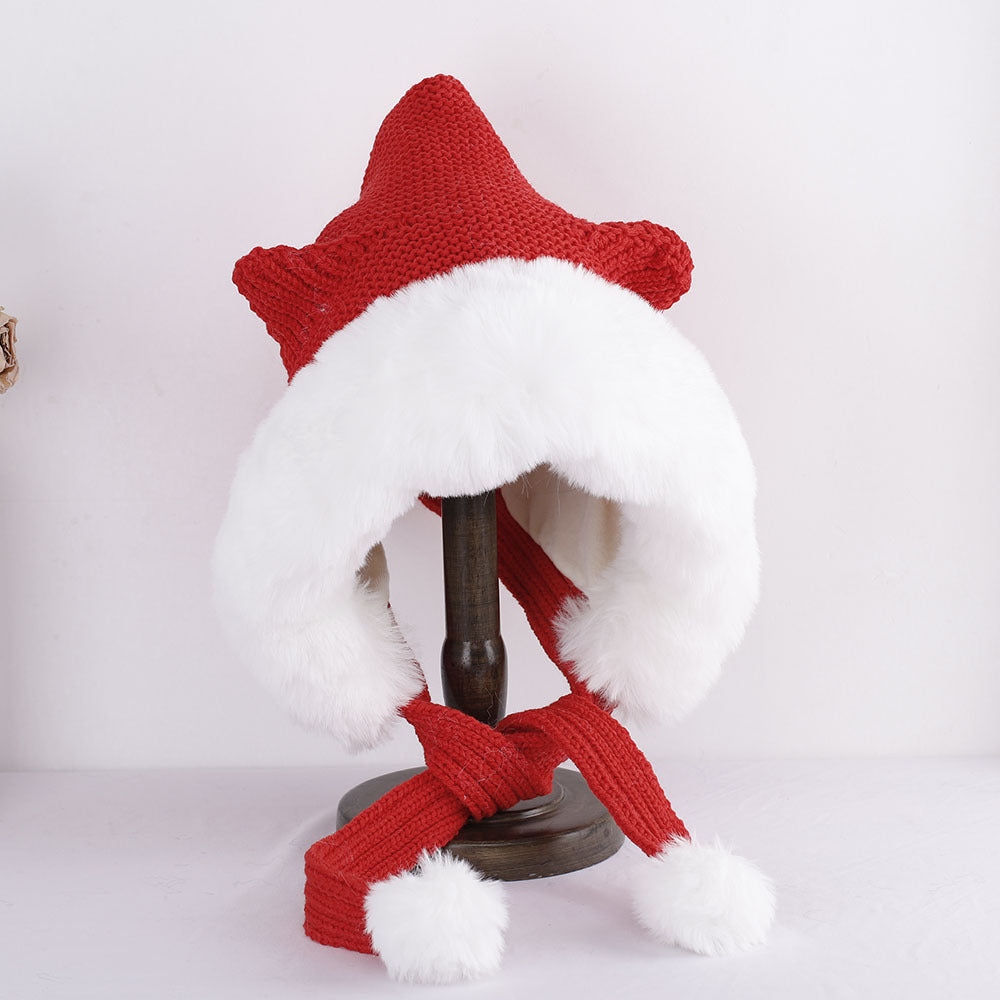 Cute Ears Thick Wool Hat Cape