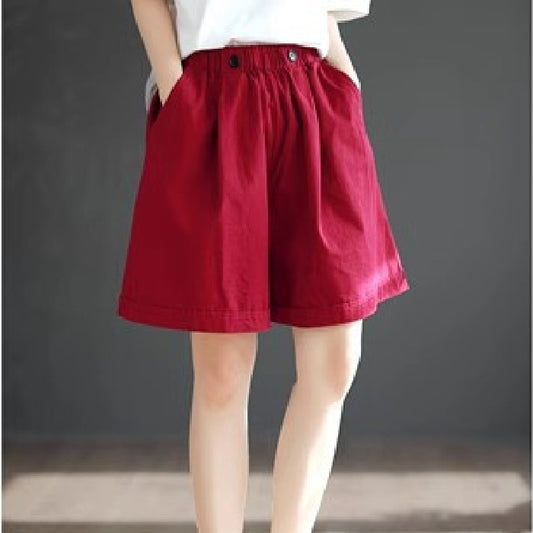 Pure Cotton Six-Color Shorts Womens Plus Size Loose Summer Retro