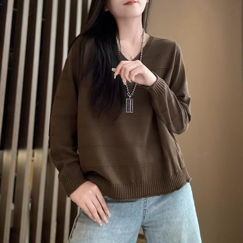 Artistic All-match V-neck Pullover Sweater
