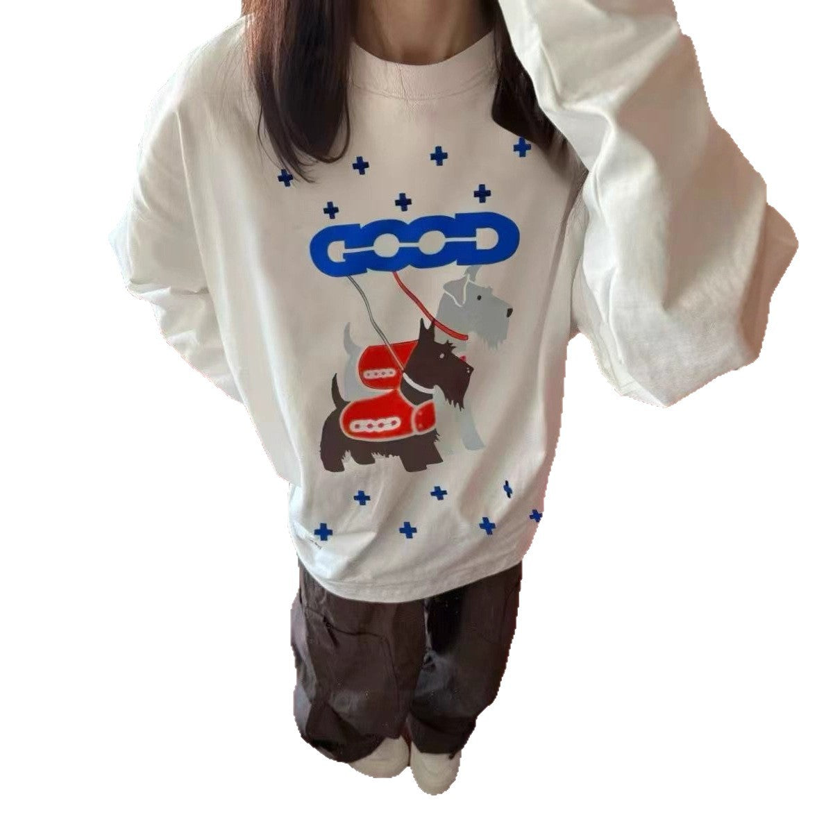 Women's Retro Plus-Size Long-Sleeve Top
