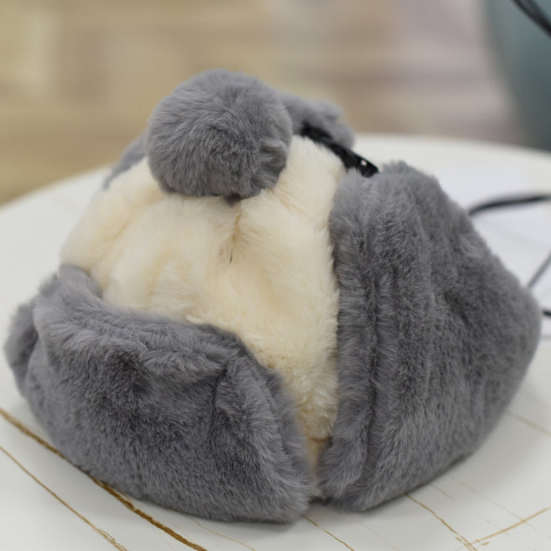 Women's Warm Spliced Rabbit Hair-like Windproof Hat