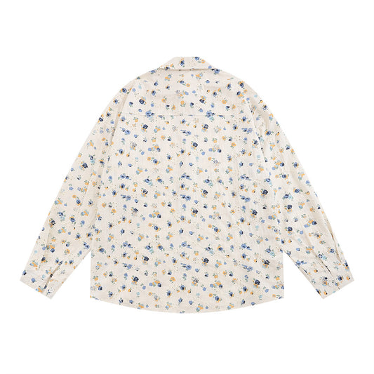 Floral Long Sleeve Shirt Men's Japanese Leisure Loose Cardigan