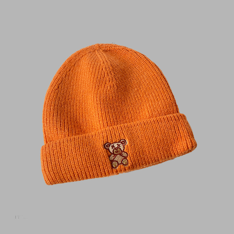 Solid Color Cute Bear Knitted Woolen Hat