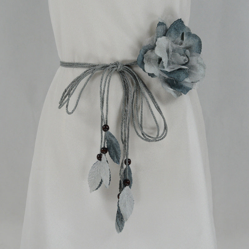 Casual All-match Chiffon Large Flower Women's Thin Belt