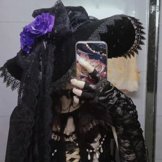 Halloween tyk fløjl blonde lang streamer kvindelig troldmandshat