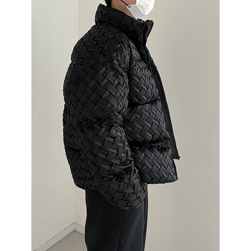 Weaving Stand-up Collar Cotton-padded Clothes In Winter
