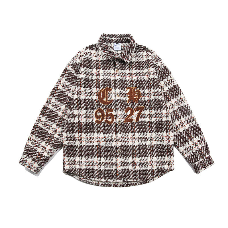 Designer Plaid Embroidered Coat For Men And Women