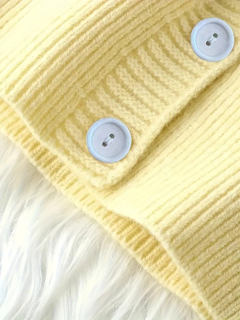 Women's Ivory Yellow Oversized Hooded Cardigan
