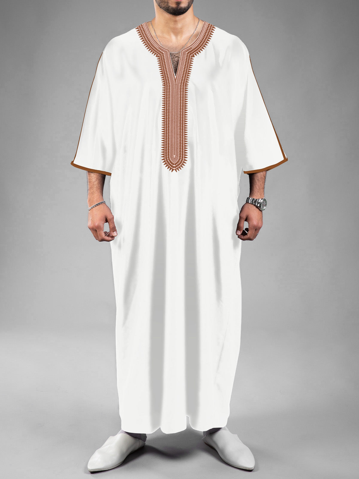 Digital-Print Ethnic Moroccan Mens Robe  3D