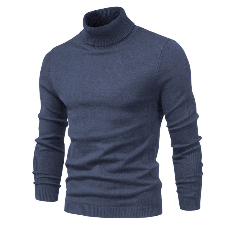 Casual Men's Solid Color Pullover Sweater High Neck