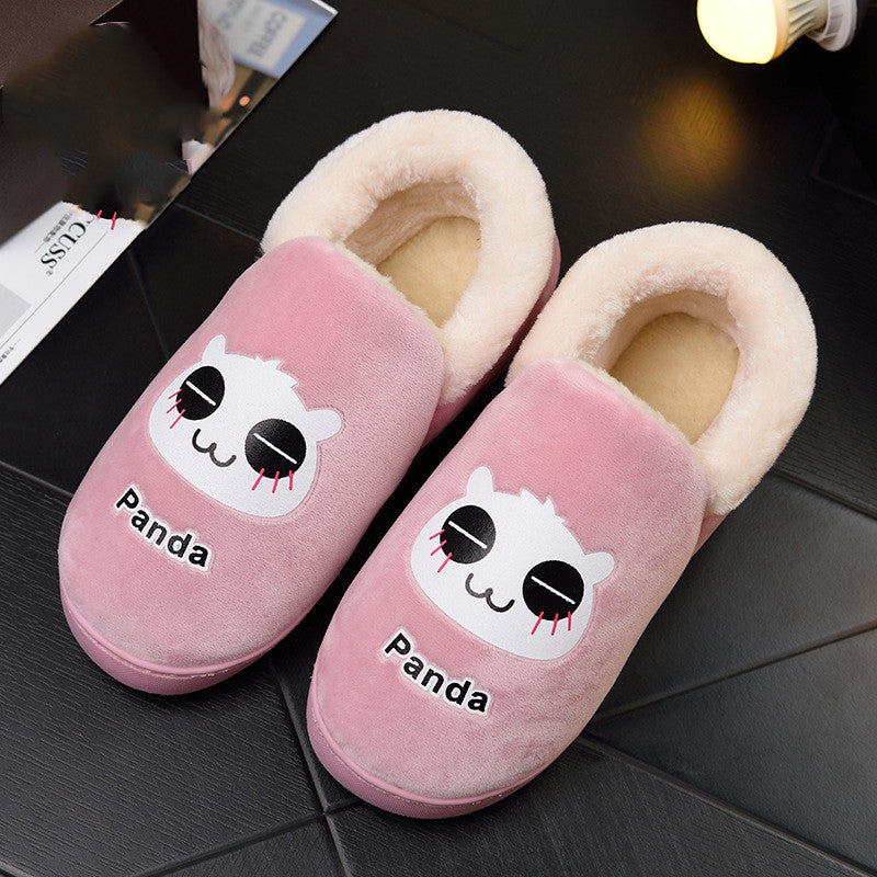 Love cartoon furry wooden floor slippers