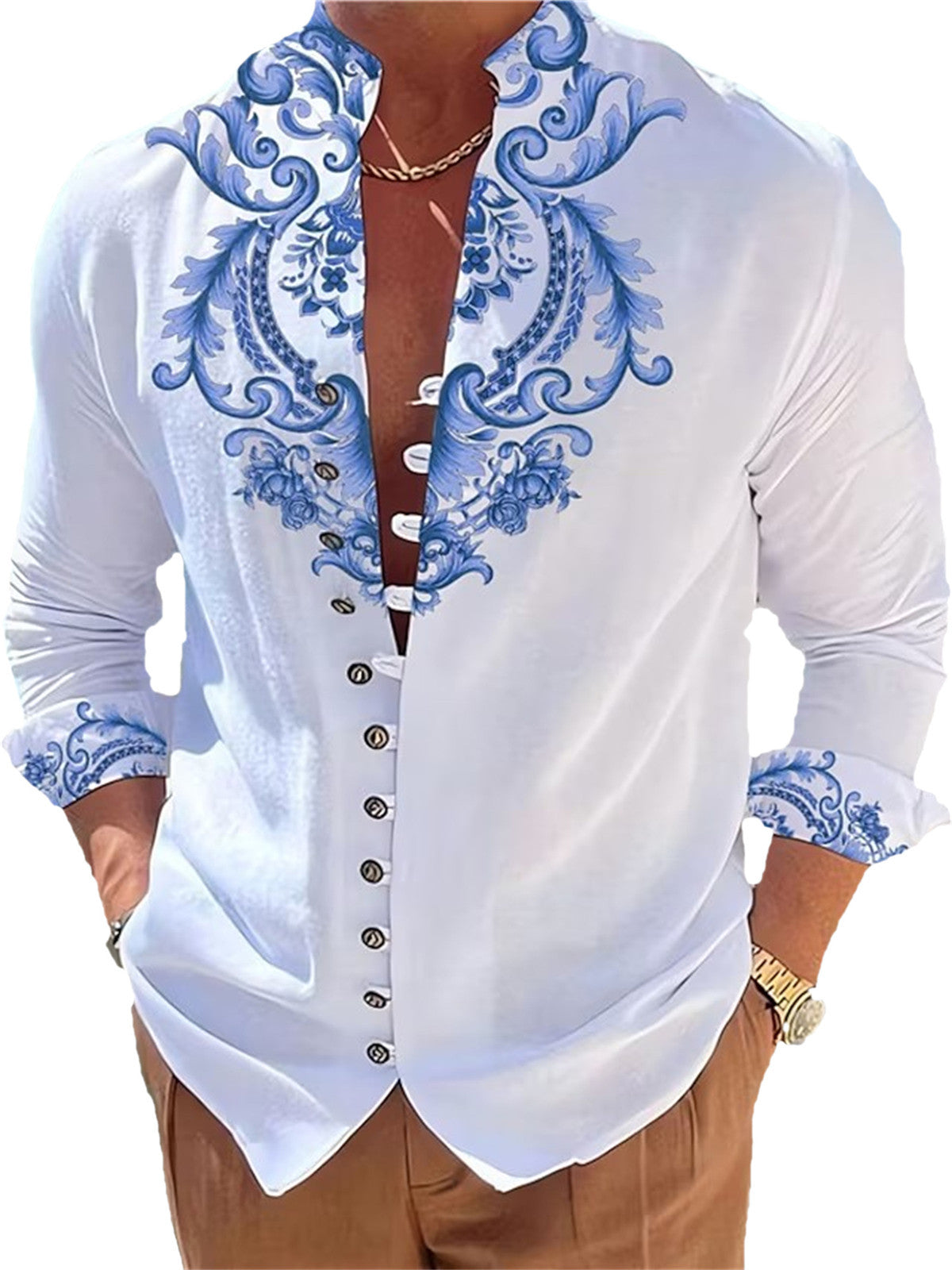 Printed Shirt Cardigan Casual Top  3D