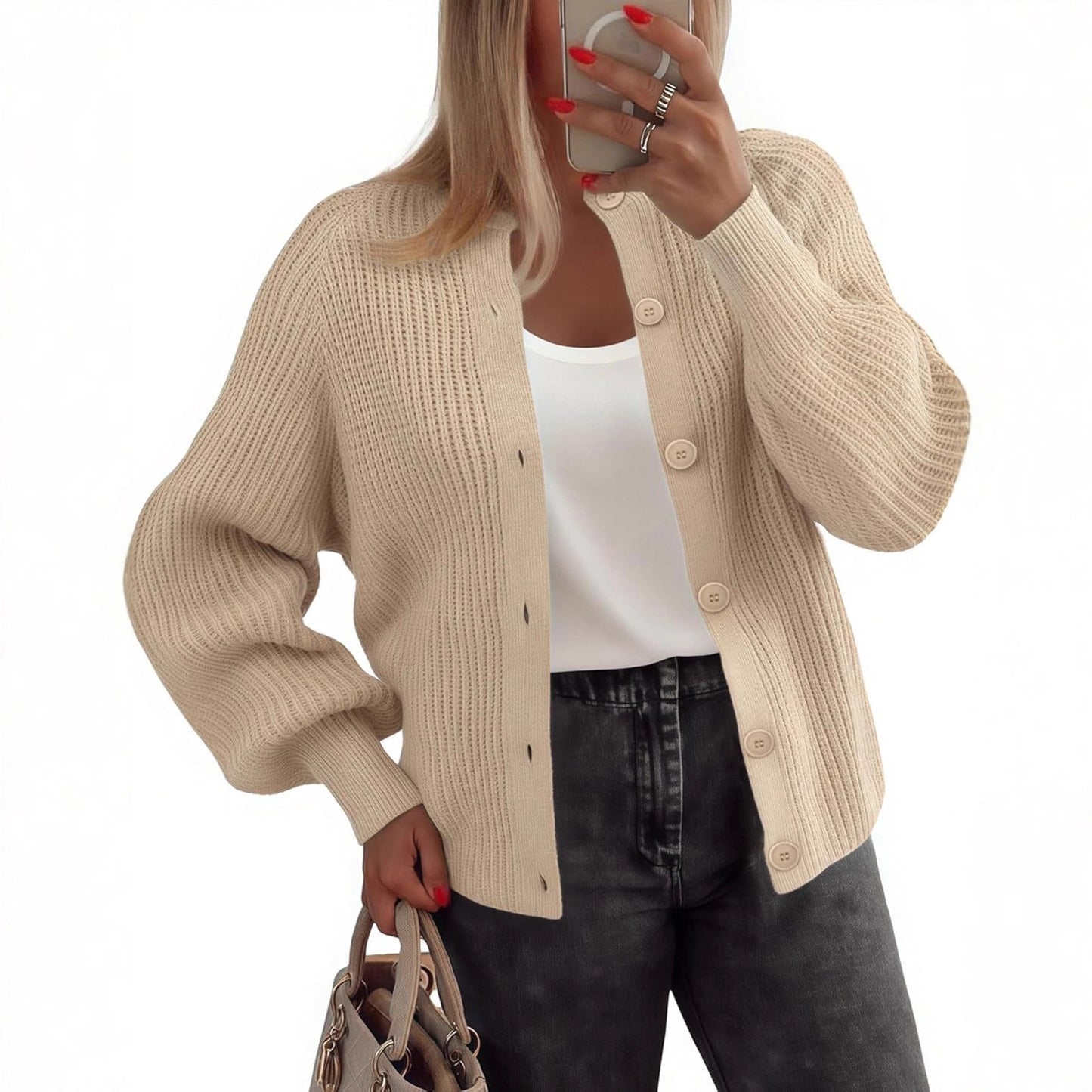 Round Neck Buckle Autumn Fashion Clothing Sweater