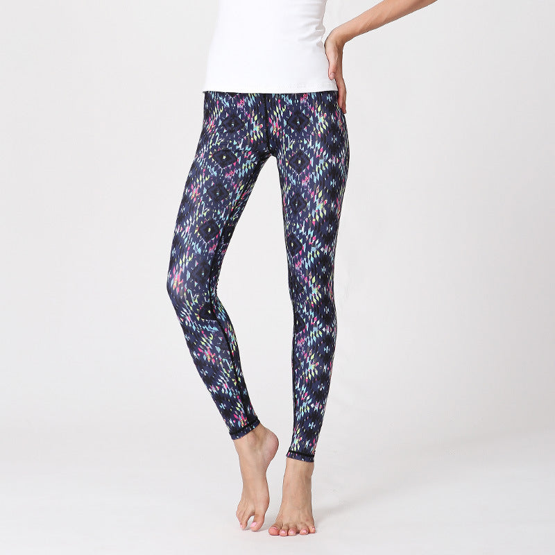High-waist geometric digital print yoga pants