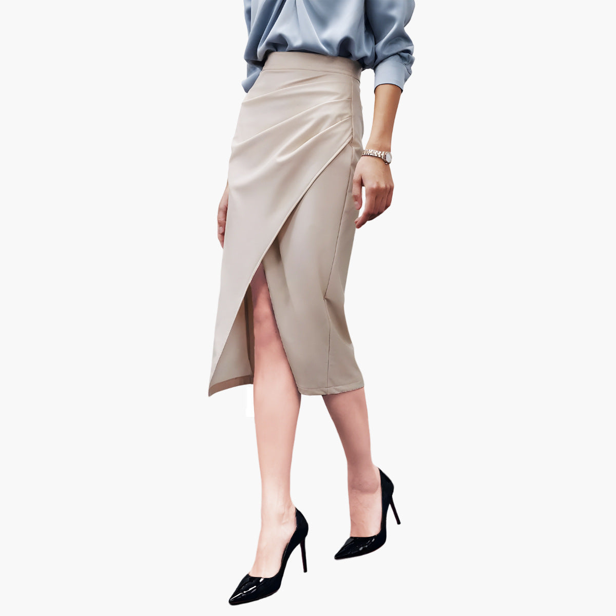 Lædernederdel, Slim Fit, Høj Talje, Afslappet, Slankende