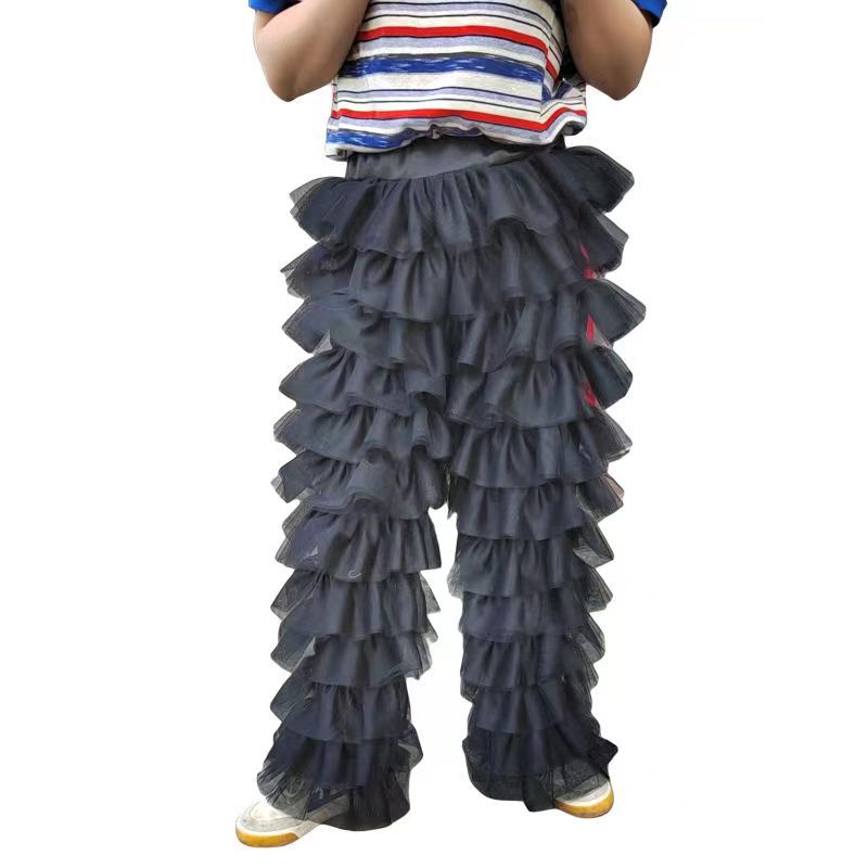 Sweetheart Girl Mesh Splice Elastic Cake Pants