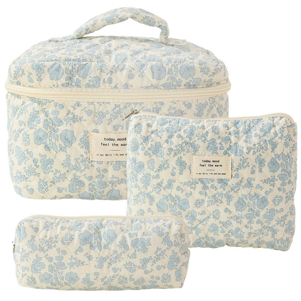 Small Floral Storage Portable Cosmetic Bag Large Capacity