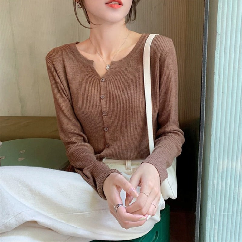 Outer Wear Slim Fit Sweater Cardigan Outerwear Top