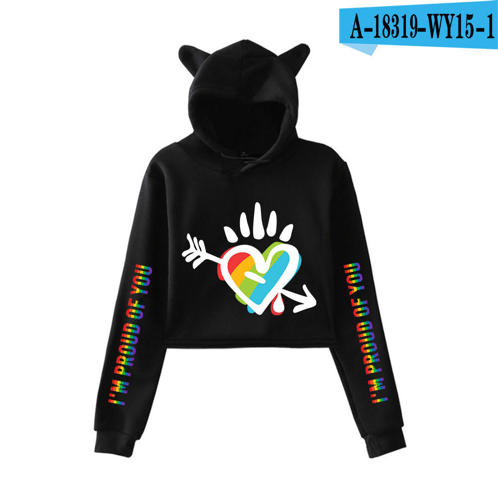 Girl Navel Exposed Cat Ear Sweater