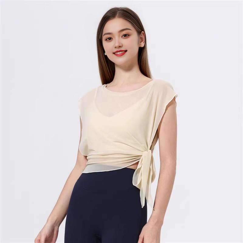 Mesh Quick-drying Fixed Chest Pad Fitness Dance Top Blouse
