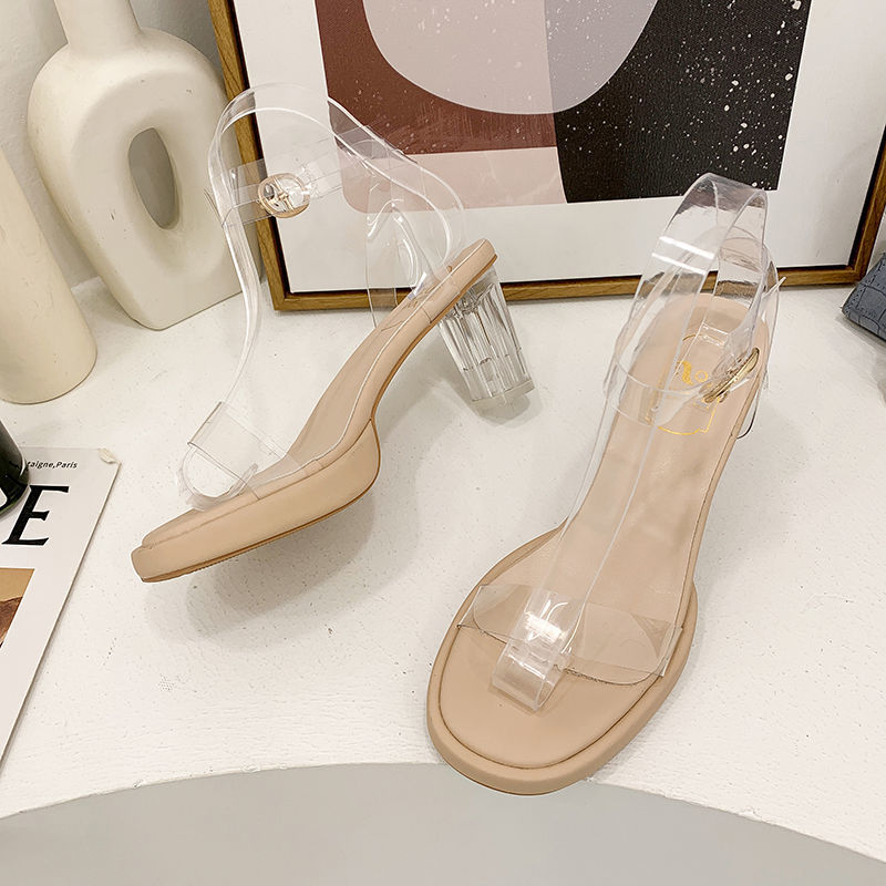 Women's Chunky Heel Transparent Fashion Sandals With High Heels