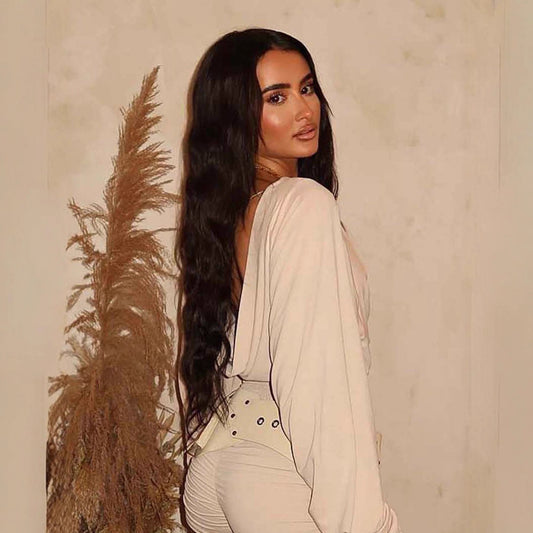 Swing Collar Backless Slim Fit Long-sleeved T-shirt Women