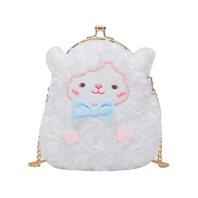 Female Sheep Cute New Chain Plush Diagonal Bag