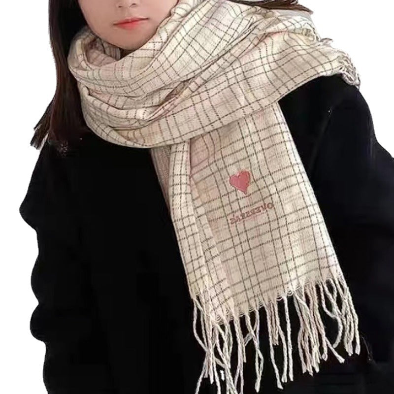 Kvinders Mode Kærlighed Varmt Faux Cashmere Sjal Tørklæde