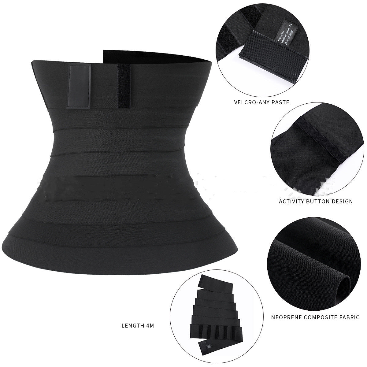 Buckle Adjustment Long Elastic Winding Waistband Women's Abdomen Belt