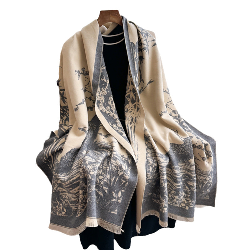 Women's All-match Ink Color Scarf Shawl