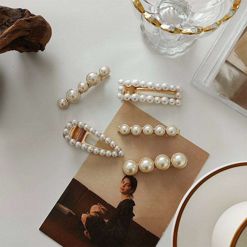 Sweet Pearl Marble Hairpins Styling Side Clips Barrette Hair Accessories