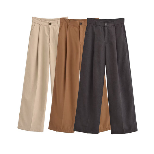 Stylish Simple And Versatile Casual Draping Long Pleated Pants