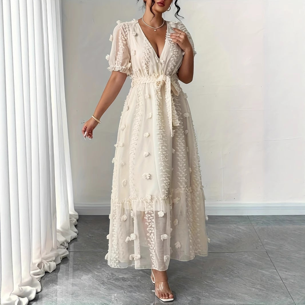 Womens Embroidered Halterneck Backless Split Dress