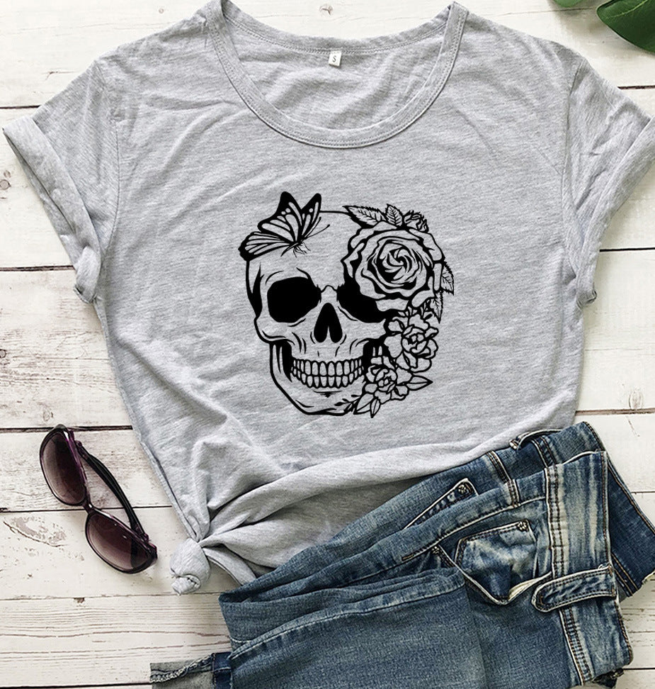 Women's Fashion Print Letter Short Sleeve Top