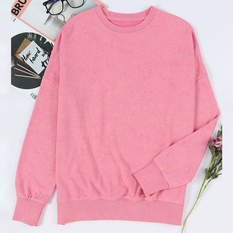 New Solid Color Loose Pullover Top Women