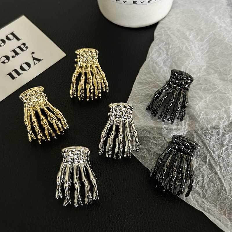 Metal Skeleton Skeleton Hand Small Jaw Clip Female Exaggerated Hair Accessory For Ponytail