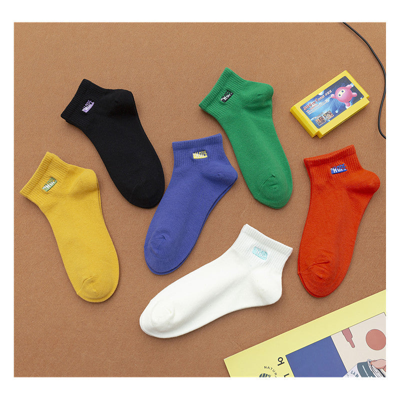 Female candy color boat socks