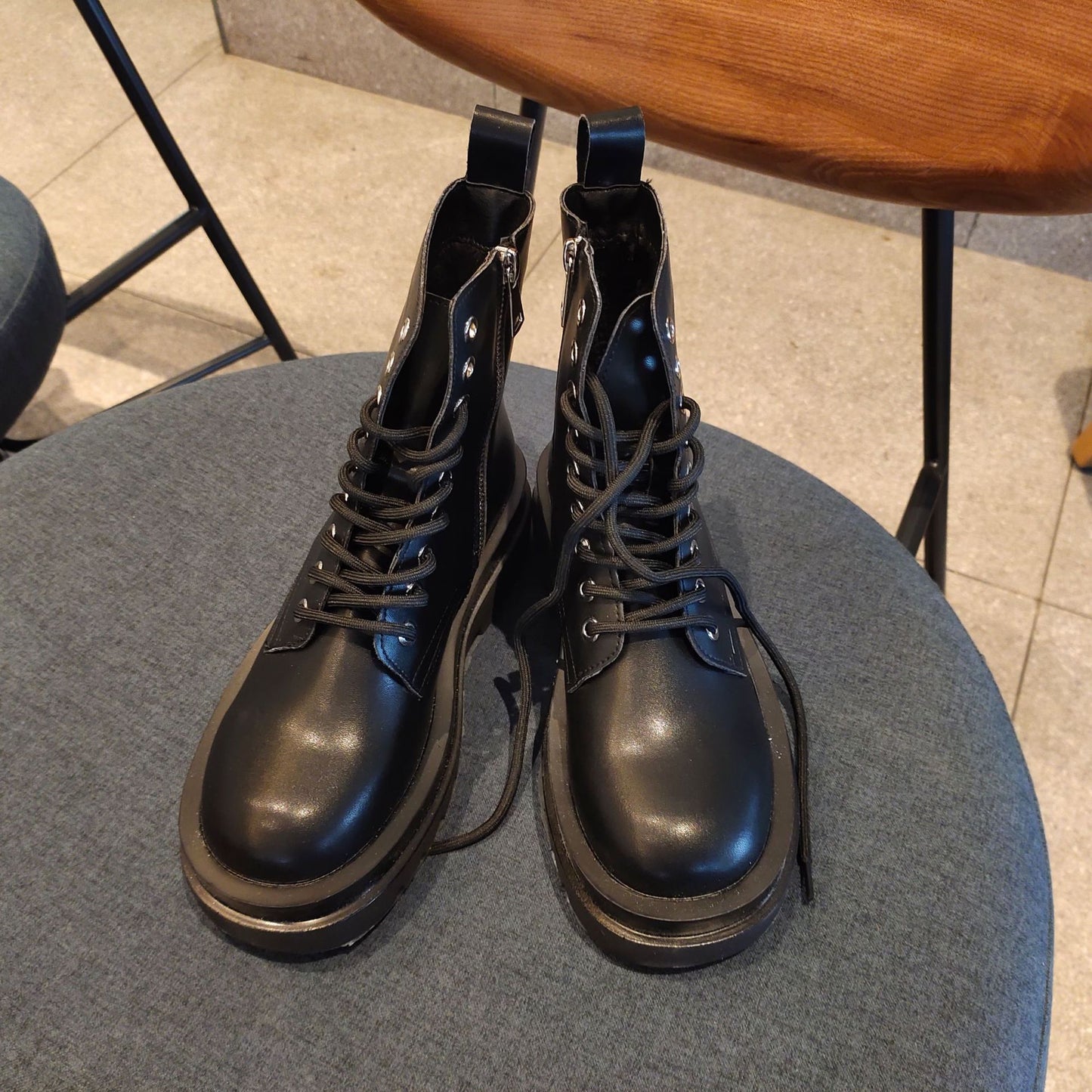 British Style Women's Leather Thick-soled Increased All-match Women's Boots