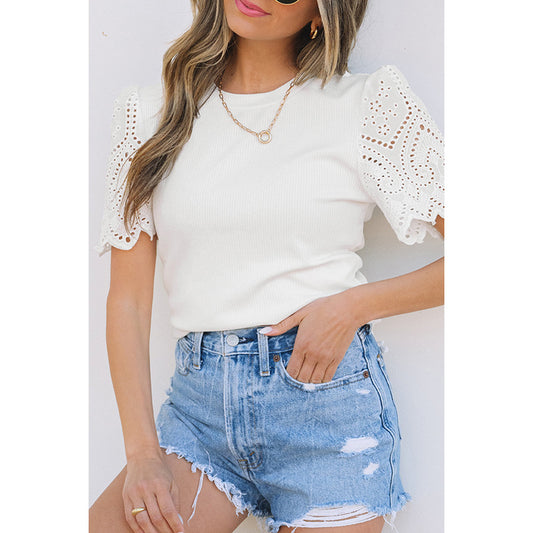European And American Leisure Style Slim Thread Short Sleeve Top