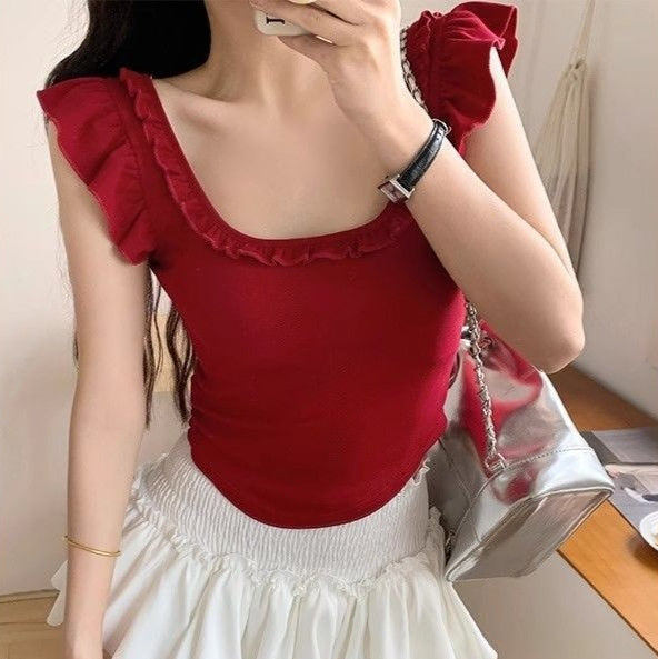 Women's Square Neck Sexy Back Hem Top